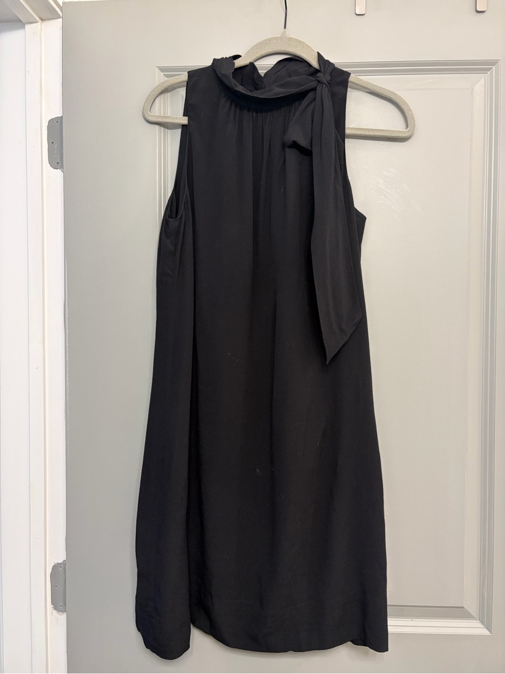 Ann Taylor Black Sleeveless Tie-Neck Mini Dress